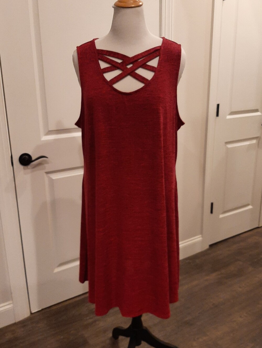 Jennifer Lopez JLO Red Crisscross Neck Swing Dress 2X Plus Size